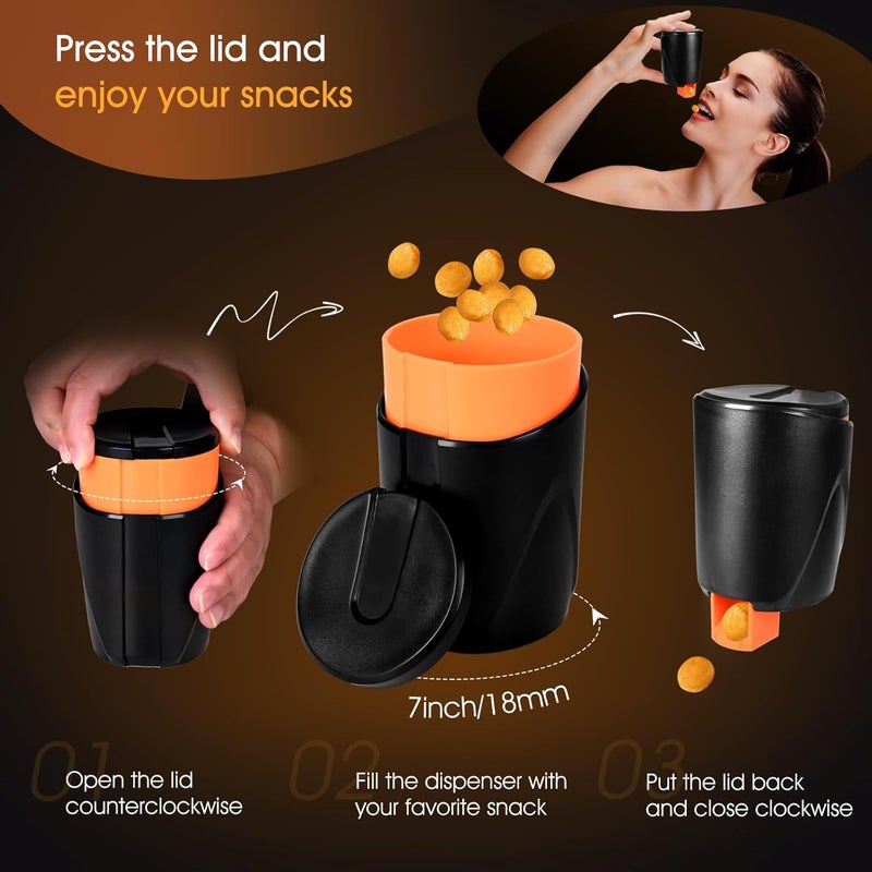 LOEZ Portable Snack Dispenser, Keep Your Hand Clean, for Nuts, Candy, Cookies, Crackers, Small Snacks, for Game Lover, Home, Office, Car, 7oz (Orange) - Image 2